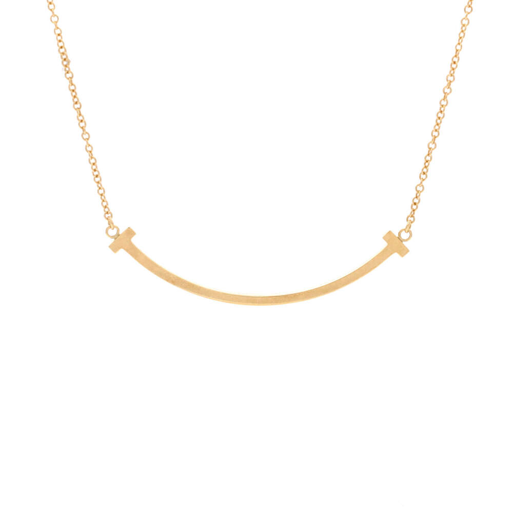 Tiffany & Co. Small T Smile Pendant Necklace 18K Yellow Gold